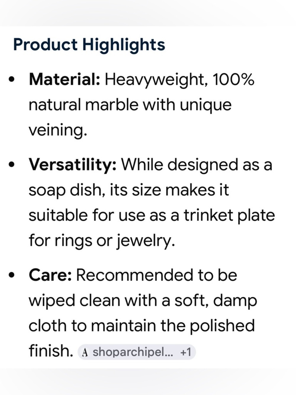 Archipelago Marble Soap Dish in Gray and White - Picture 5 of 5